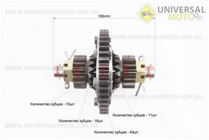 Диференціал в зборі Z=43, Z=15x16, Z=11 ZUBR Z-250. TATA (Запчастини на мототрактор / UM6082-V89)